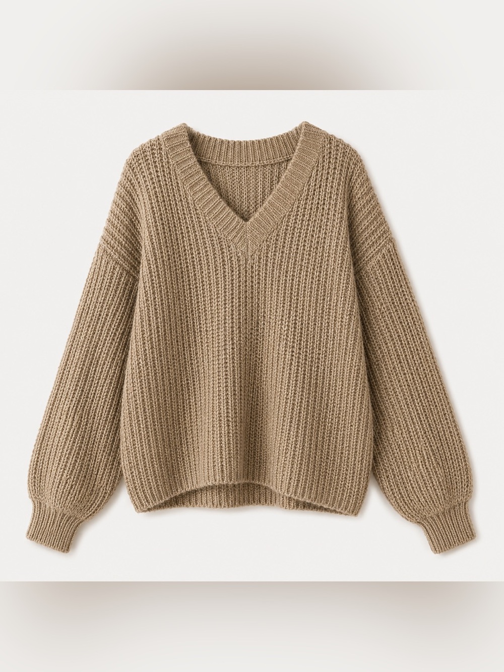 Madewell Women’s Chunky Knit V-Neck Sweater Beige Wool Silk Blend Size XS